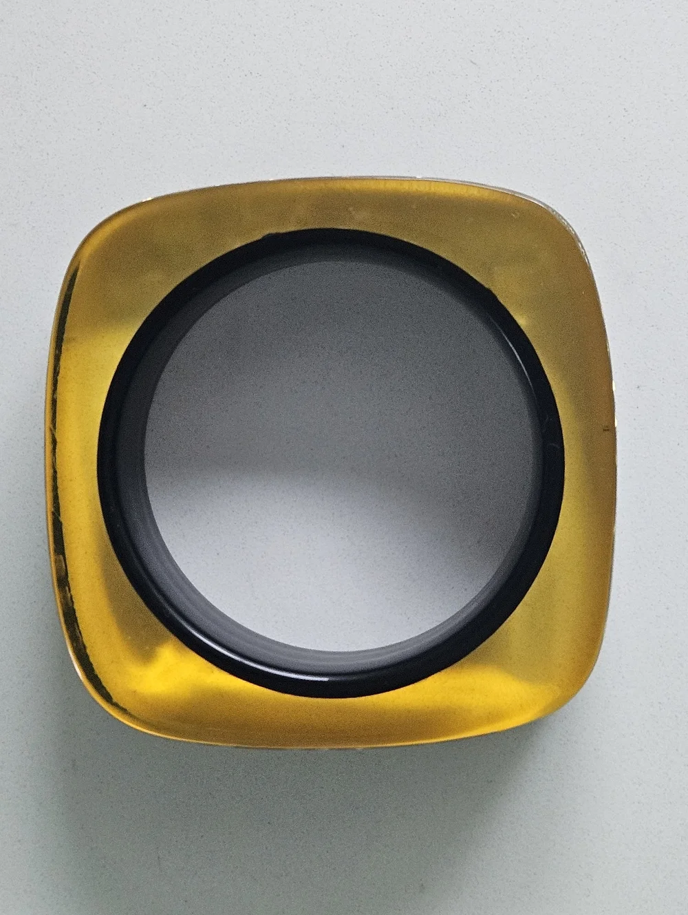 Rare Vintage Luxury Designer Black Yellow Greek Key Lucite Bangle Bracelet - Picture 8 of 14